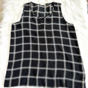 Pleione Anthropologie Sleeveless Top Tunic Black White Plaid MEDIUM #WQZ502664RK